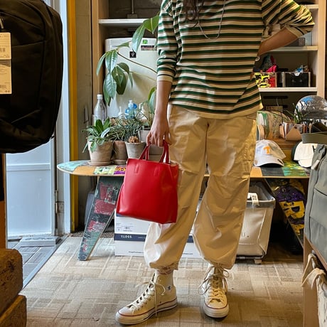 Courtney orla "slope tote S" PVC×LEATHER (red×camel)