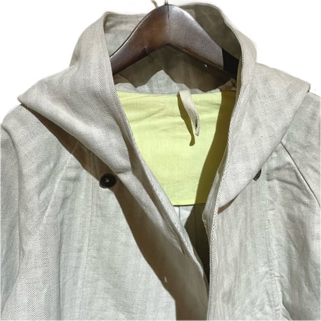 SlowHands”linen×cotton herringbone marine food jacket"(natural)women's