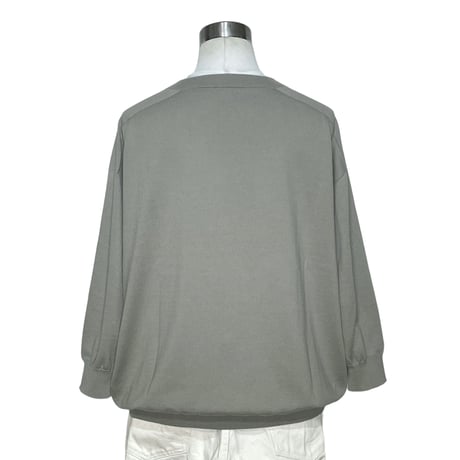 Linen ya"crewneck quater sleeve cotton knit"(greige)women's