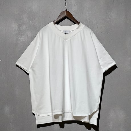 CAERULA PER LIGHTS"30/Jersey V neck wide T"(white)unisex