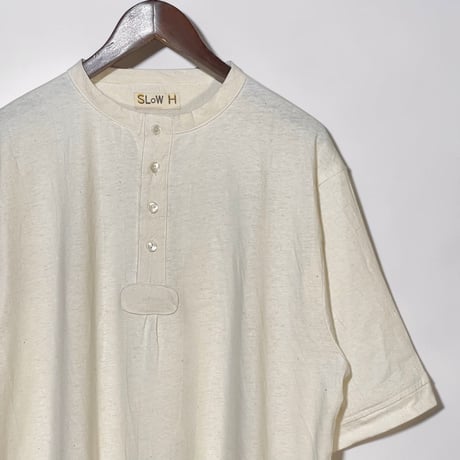 Slow Hands "hemp×cotton lantern sleeve henley"(natural)unisex