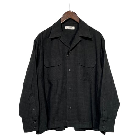 H.UNIT"C/L check open collar long sleeves shirt"(black) unisex