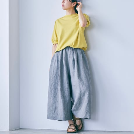 Linen ya(as it is)"crewneck short sleeve cotton knit"(yellow)women's