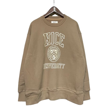 H.UNIT "NICE college crewneck sweat"(beige) unisex