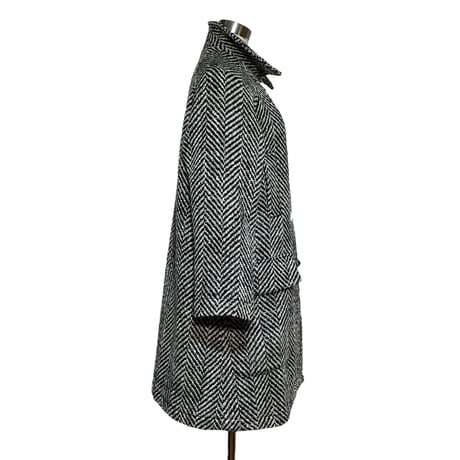TigreBrocante "herringbone wool round half coat"(black)women's