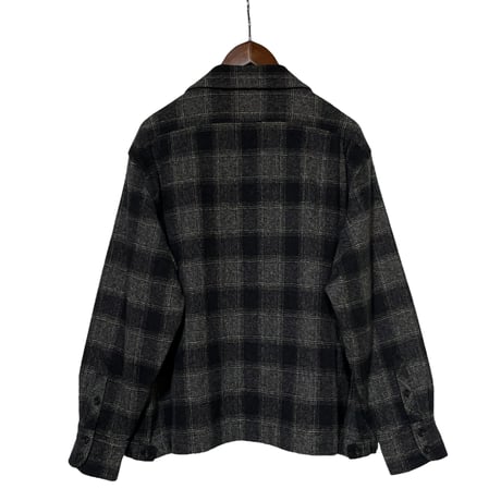H.UNIT"Ombre check open collar long sleeves shirt"(black) unisex