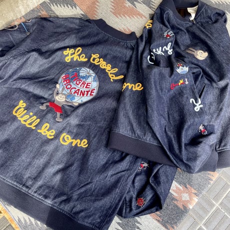 TigreBrocante”denim lucky naugty embroidery souvenir jacket“(indigo)unisex