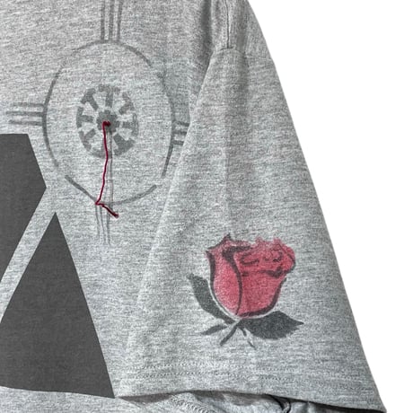 Slow Hands"hand drawing & embroidery eagle hart S/S Tee"(gray)unisex