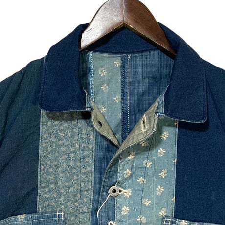 FUNSET OF ART “indigo 抜染 patchwork coveralls"(indigo)unisex