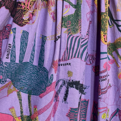 TigreBrocante "livery animals print cotton drill ficel long skirt" (women's)