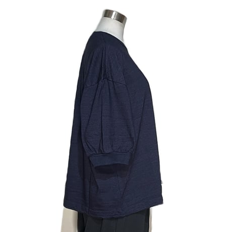 TigreBrocante"indigo 天竺 gather 6分袖 T"(indigo)women's