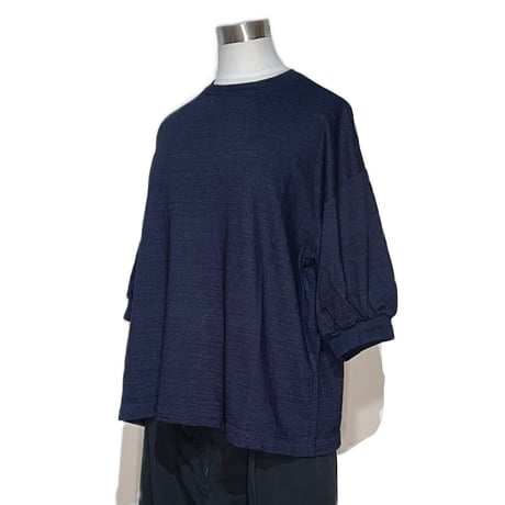 TigreBrocante"indigo 天竺 gather 6分袖 T"(indigo)women's