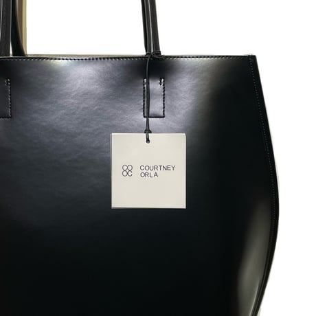 Courtney orla "slope tote w shoulder handle" PVC×LEATHER (black×pearl gray)