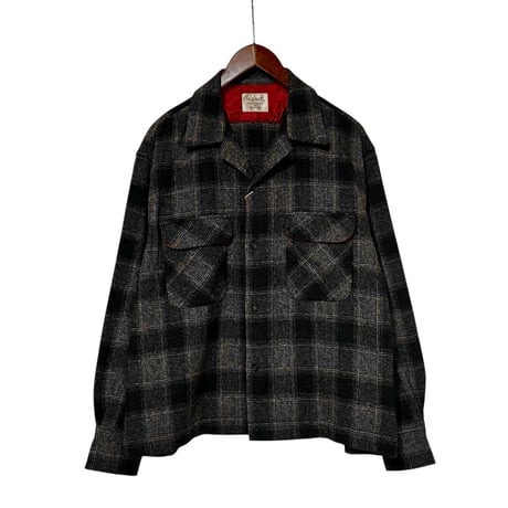 H.UNIT"Ombre check open collar long sleeves shirt"(black) unisex
