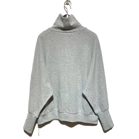 Linen ya"cotton×polyester dolman sleeve high neck"(gray)women's