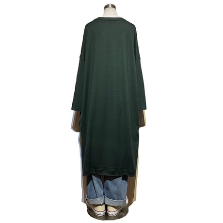 CAERULA"washable wool jersey crew neck one-piece"(green) women's