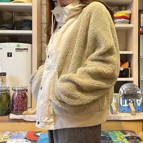 H.UNIT "herringbone × boa switching jacket"(kinari) unisex