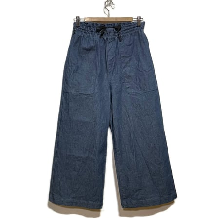 Linen ya"stretch denim semi culottes pants"(blue)women's