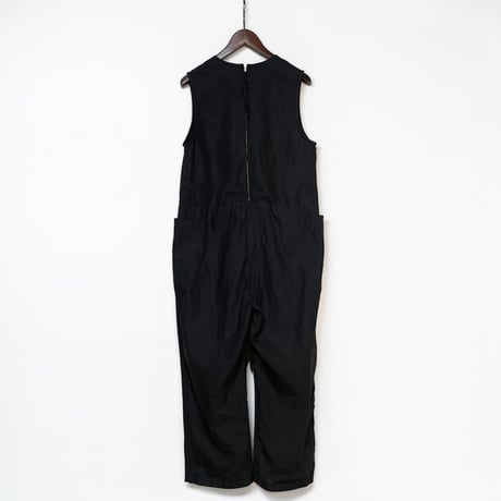 TigreBrocante"high density linen v-neck box salopette"(black)women's
