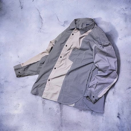 TigreBrocante"london stripe mix regular L/S shirts"(gray)unisex