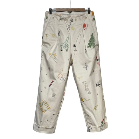 ASEEDONCLOUD"school memorial print study uniform slacks"(off white) unisex