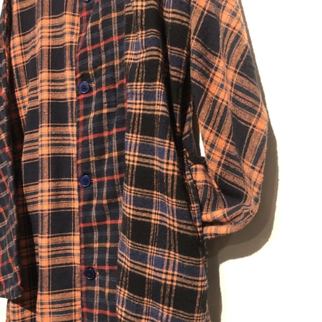 TigreBrocante"mix flannel check stallman coat"(orange)unisex