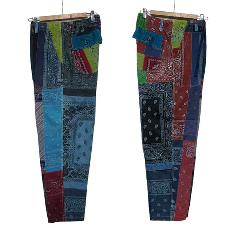 Slow Hands ”bandana patchwork army pants" (unisex)size-MB