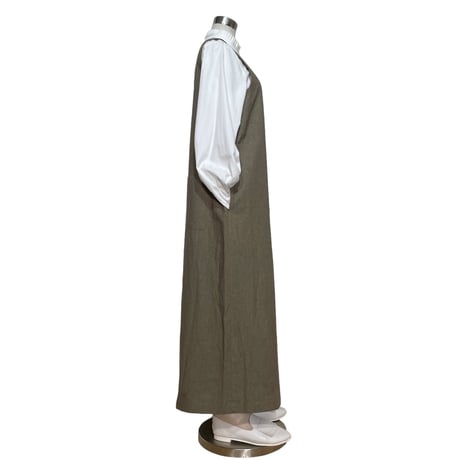 Linen ya"cotton V-neck salopette"(mocha)women's