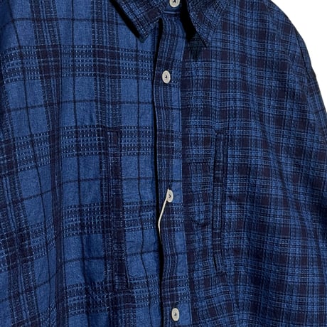 FUNSET OF ART “indigo check post shirts"(indigo)unisex