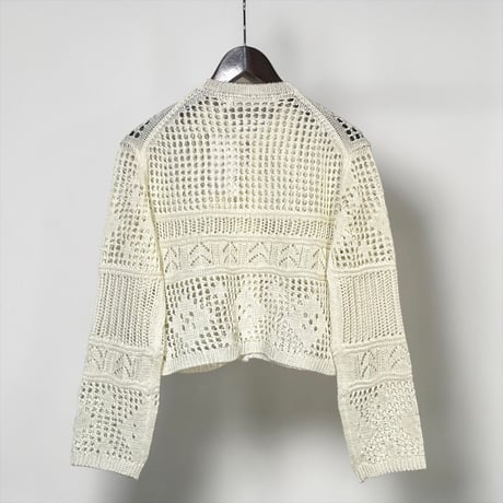 ASEEDONCLOUD"family tradition knit tops Filet lace Cardigan"(off white)women's