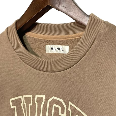 H.UNIT "NICE college crewneck sweat"(beige) unisex