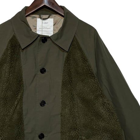 H.UNIT "nylon × boa switching coat" (khaki) unisex