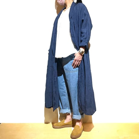 Linen ya"linen shawlcollar coat"(lt.navy)women's