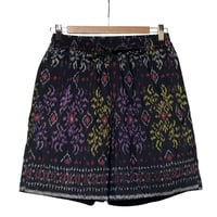 Jawndi "kasuri easy short pants" (black×purple)