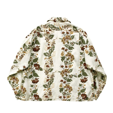 H.UNIT "Flower print open collar long sleeves shirt" (white) unisex