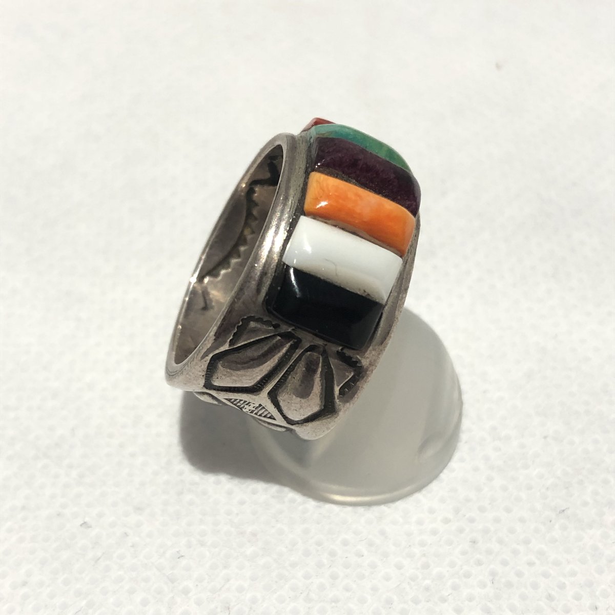 indian jewelry “ray adakai(navajo) “ muti inlay