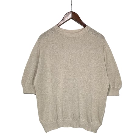 Linen ya(as it is)"crewneck short sleeve knit washi"(beige)women's