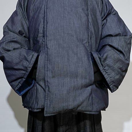 Slow Hands "poncho down parka reversible"(denim×blue)r
