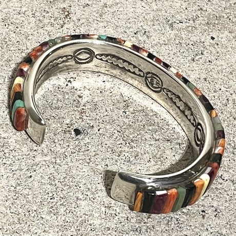 indian jewelry "Ray Adakai(navajo)" multi inlay bangle (M)