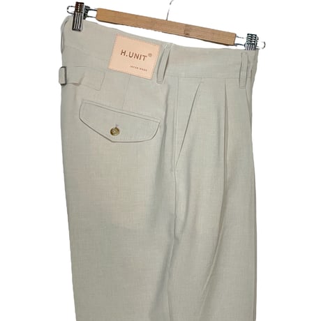 H.UNIT "weather cloth two tuck trousers"(ivory)unisex