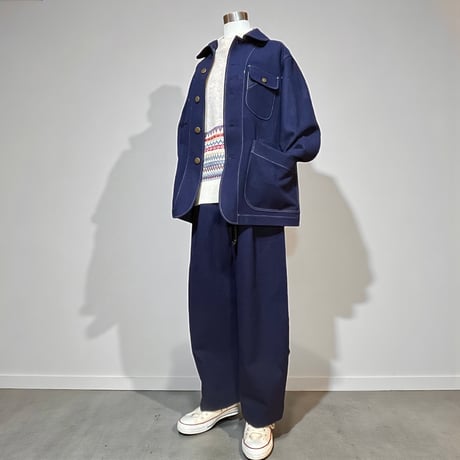 ”ASEEDONCLOUD"Handwerker melton denim HW wide trousers"(blue)unisex