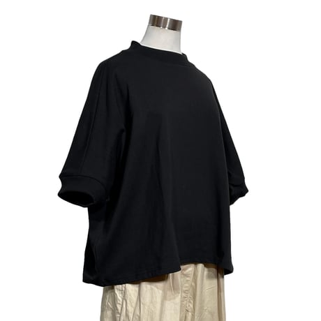 Linen ya"空紡糸度詰め T-shirts"(black)women's