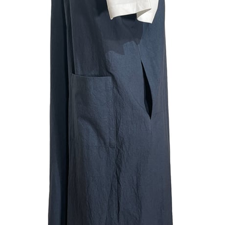 Linen ya"cotton V-neck salopette"(navy)women's