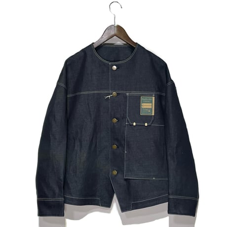 ASEEDONCLOUD"Handwerker cotton×linen no collar blouson"(indigo)unisex