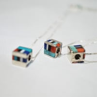 indian jewelry "Kris Sekaquaptewa(hopi)"Inlay Cube Pendant Small