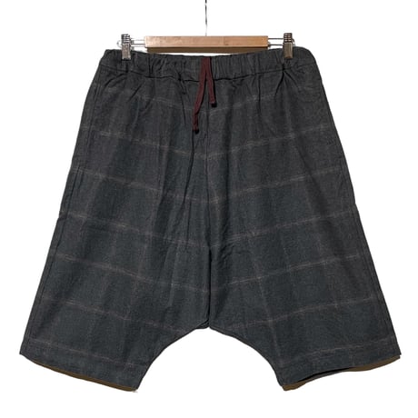 COLINA CAPERTICA "dark melange flannel check /  sarrouel shorts"(charcoal) unisex