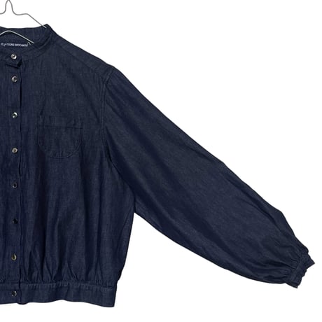 TigreBrocante"6oz denim stand gather blouse"(inidigo)women's