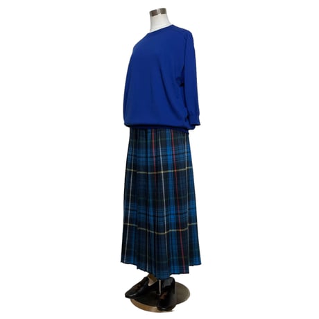 Linen ya"pleats skirt"(blue)women's