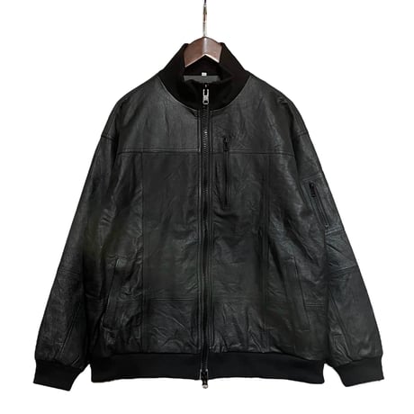 yoused"militaly leather rib jacket"(black)unisex