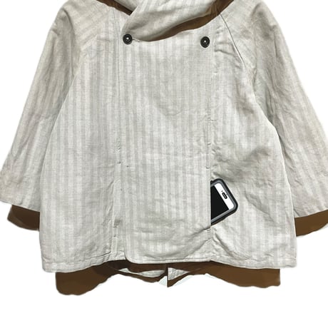 SlowHands”linen×cotton herringbone marine food jacket"(natural)women's